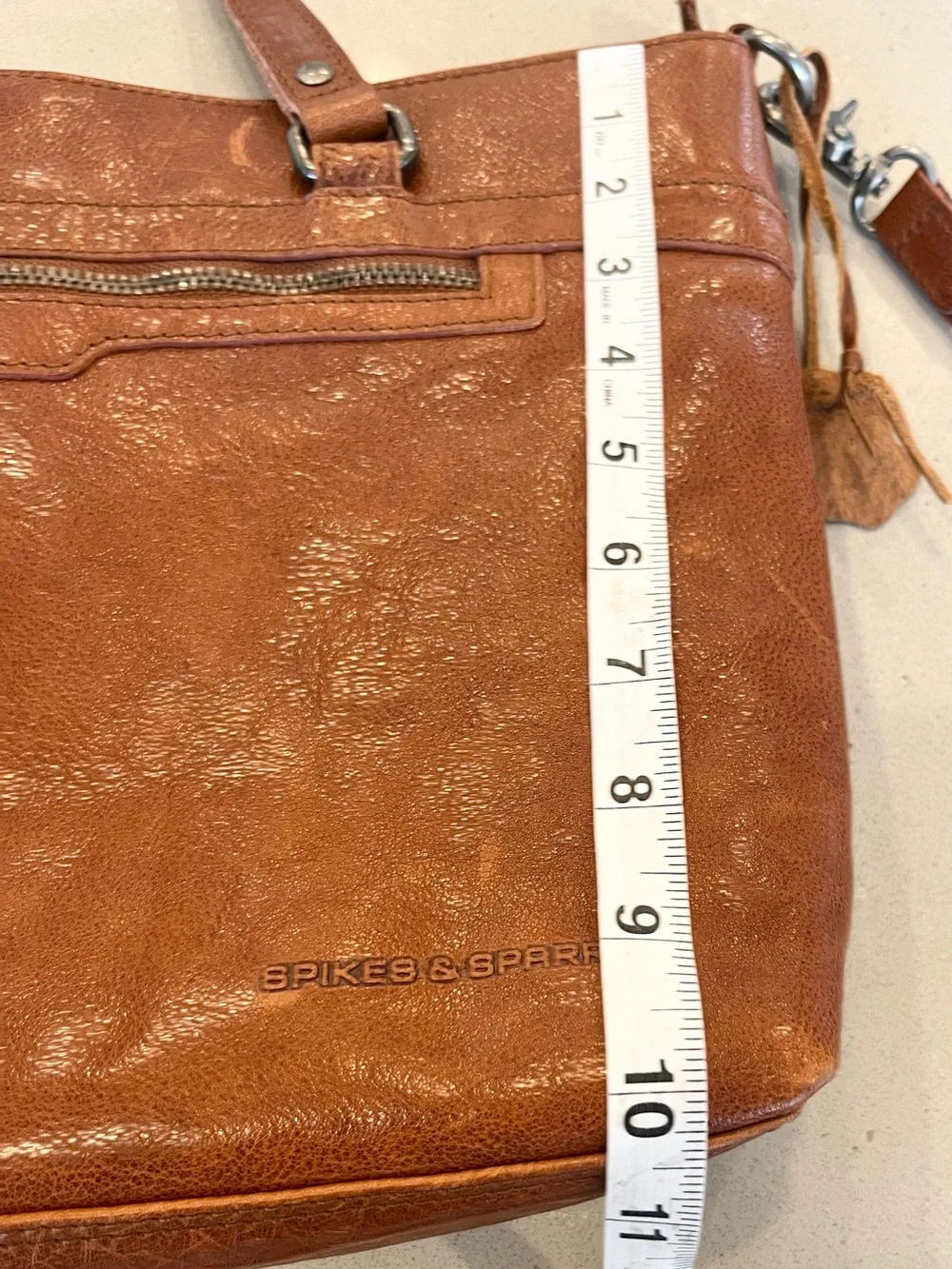 Spikes & Sparrow Brown Leather Laptop Shoulder Tote Bag Pockets Unisex